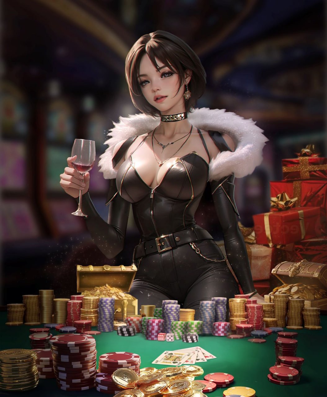 Dealer shoe and card discard tray on Infinite Blackjack table
